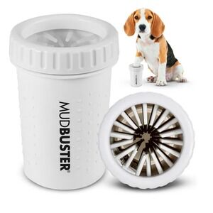 NEW Dexas Mudbuster Portable Dog Paw Cleaner Paw Washer Silicone White Medium